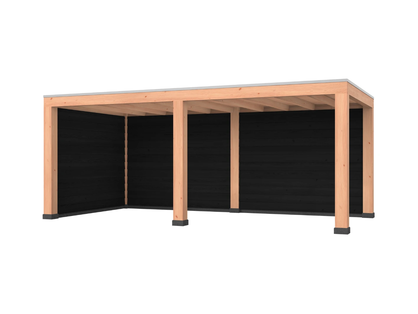 Douglas overkapping, 600 x 300, met zwarte achterwand en zijwand, Westwood Modern - Afbeelding 1